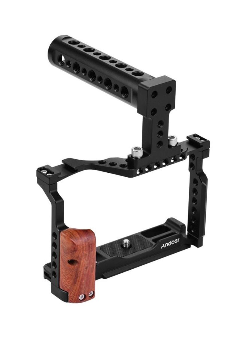 Video Camera Cage and Top Handle Kit with Dual Cold Shoe Mount Black/Brown