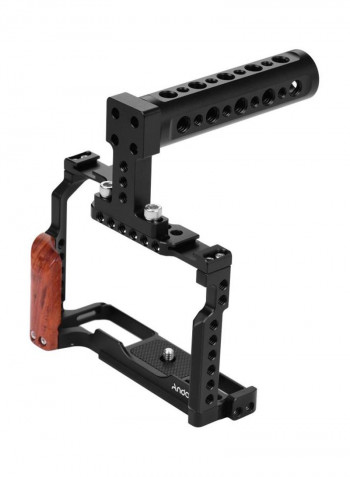 Video Camera Cage and Top Handle Kit with Dual Cold Shoe Mount Black/Brown