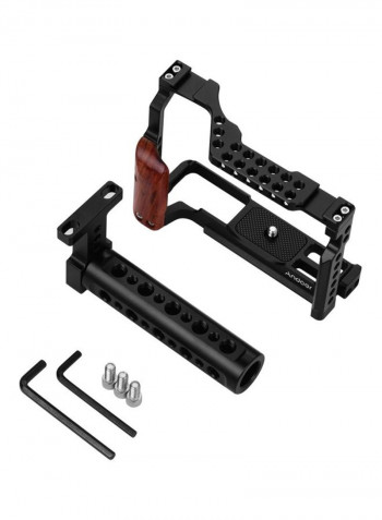 Video Camera Cage and Top Handle Kit with Dual Cold Shoe Mount Black/Brown
