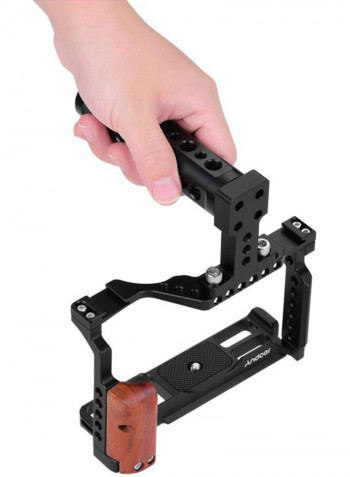 Video Camera Cage and Top Handle Kit with Dual Cold Shoe Mount Black/Brown