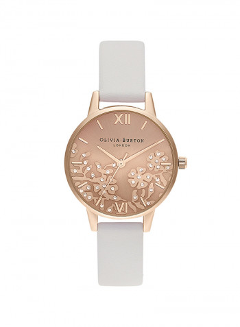Women's Bejewelled Lace Pale Rose Gold Sunray & Stone Dial Watch