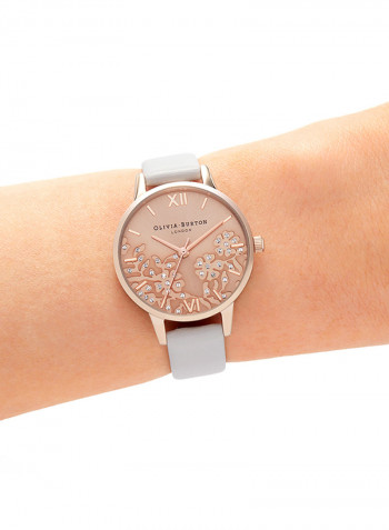 Women's Bejewelled Lace Pale Rose Gold Sunray & Stone Dial Watch