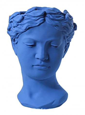 3-Piece Retro Cement Head Shaped Flower Pot Set Blue