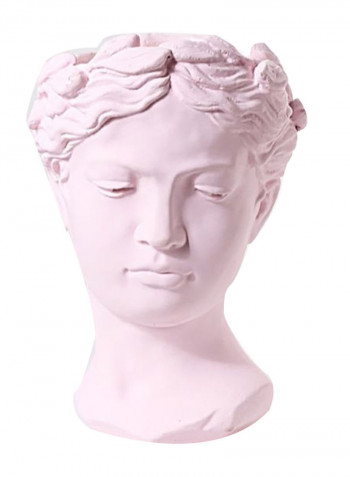 3-Piece Retro Cement Head Shaped Flower Pot Set Pink