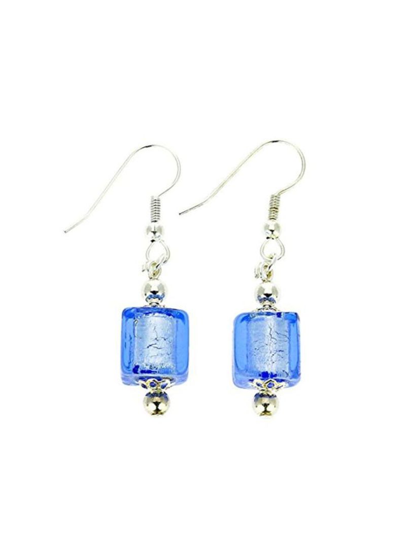 Stainless Steel Glass Cubes Dangle Earrings