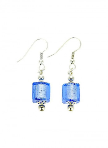 Stainless Steel Glass Cubes Dangle Earrings