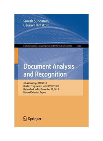Document Analysis And Recognition Paperback English by Suresh Sundaram