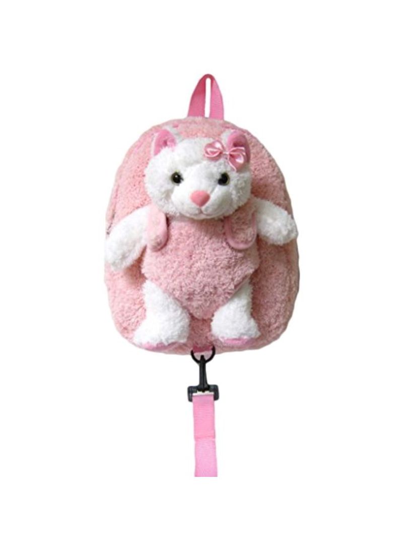 Plush Backpack With Safety Harness Pink/White