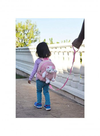 Plush Backpack With Safety Harness Pink/White