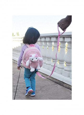 Plush Backpack With Safety Harness Pink/White
