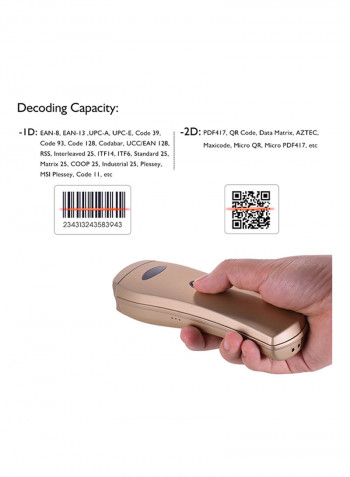 USB Wired Handheld Barcode Scanner Gold