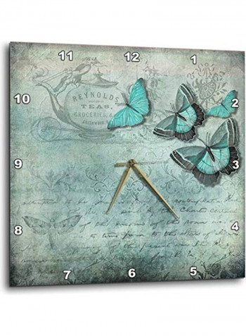Butterfly Printed Analog Wall Clock Multicolour 15x15x0.1inch