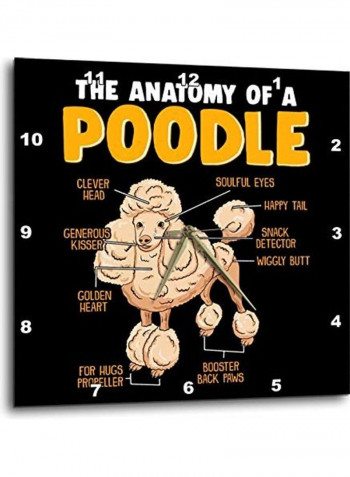 Poodle Printed Analog Wall Clock Multicolour 15x15x0.1inch