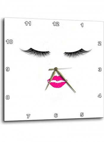 Printed Wall Clock White/Pink/Black 15x15inch