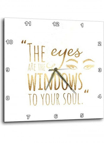 Quote Printed Wall Clock White/Gold
