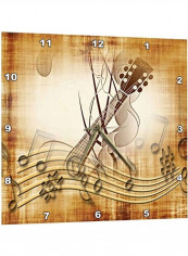 Music Note Themed Wall Clock Brown
