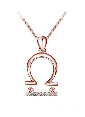 925 Sterling Silver Cubic Zirconia Studded Zodiac Sign Libra Pendant Necklace