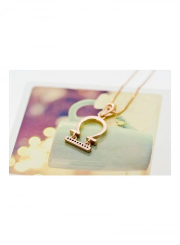 925 Sterling Silver Cubic Zirconia Studded Zodiac Sign Libra Pendant Necklace