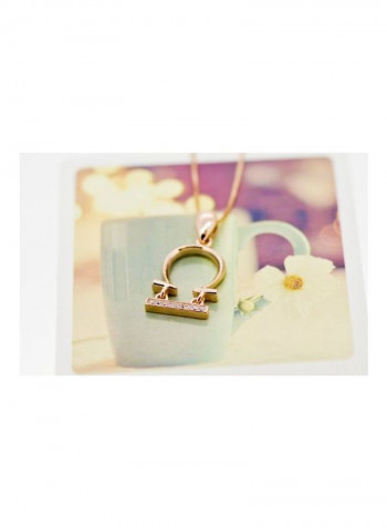 925 Sterling Silver Cubic Zirconia Studded Zodiac Sign Libra Pendant Necklace