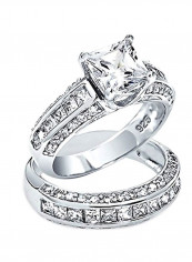 925 Sterling Silver Cubic Zirconia Studded Wedding Ring Set