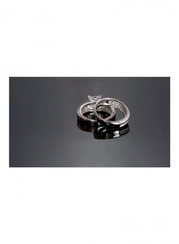 925 Sterling Silver Cubic Zirconia Studded Wedding Ring Set