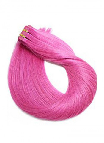 20-Piece Remy Straight Tape In Hair Extensions Pink 16inch
