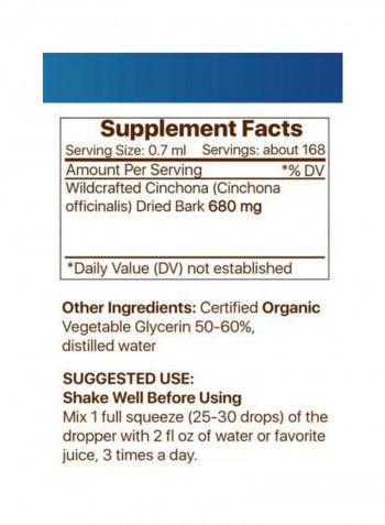 Pack Of 2 Quinine Alcohol-Free Tincture 680mg Dietary Supplement