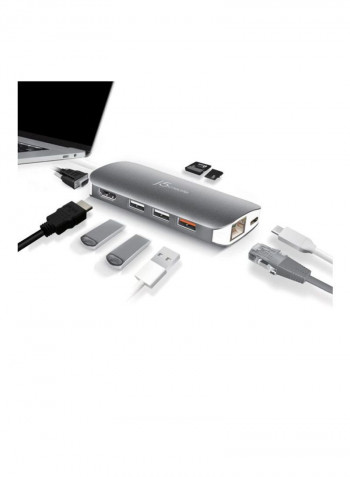 10-In-1 USB-C Multi Adapter Grey/White