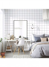 Waterproof Plaid Self Adhesive Wallpaper White 500 x 60cm
