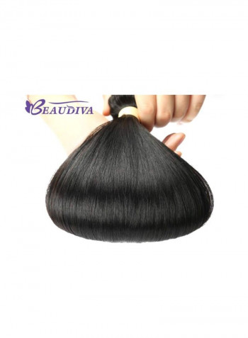 3-Bundle Wavy Hair Extension Set With Closure Natural Black