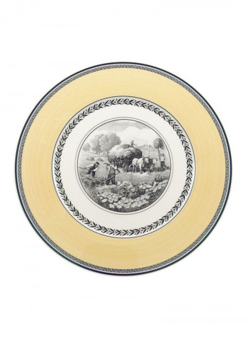 Audun Ferme Buffet Plate Yellow/White/Black 30centimeter