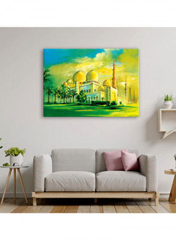 Sheikh Zayed Mosque Handpainted And Canvas Printed Wall Art Multicolour 70 x 50cm