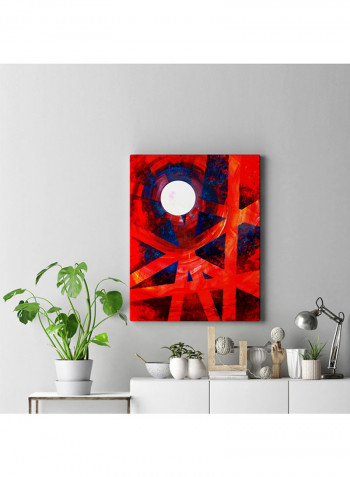 Night Mask Handpainted And Canvas Printed Wall Art Black/Red/White 50 x 70cm