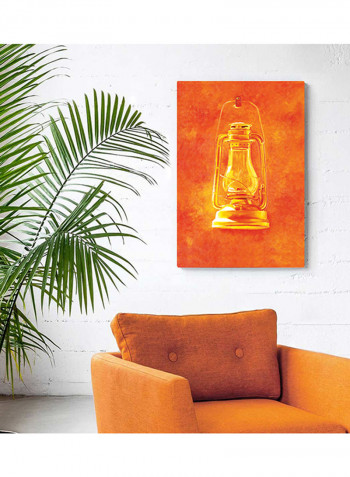 Traditional Lamp Handpainted And Canvas Printed Wall Art Red/Orange 50 x 70cm