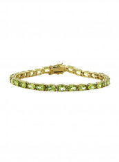 925 Sterling Silver 18 Karat Gold Plated 12 Ct. Peridot Studded Bracelet