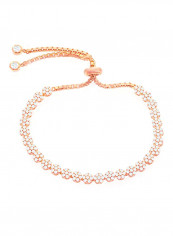 14 karat Gold Plated 925 Sterling Silver Cubic Zirconia Studded Bolo Bracelet
