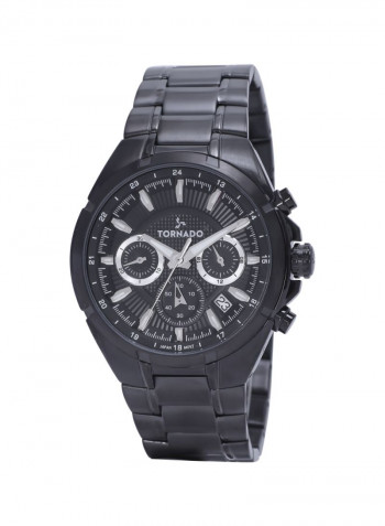 Men's Men's Watch Chronograph Display Black Dial Black Stainless Steel Bracelet - T9105-Bbbbs