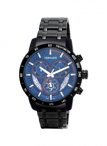 Men's Men's Watch Chronograph Display Blue Dial Black Stainless Steel Bracelet - T9104-Bbbl