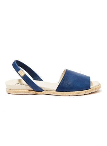 Dora Leather Slingback Sandals Navy