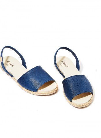 Dora Leather Slingback Sandals Navy