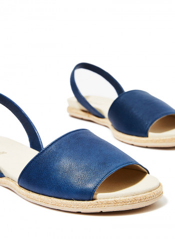 Dora Leather Slingback Sandals Navy