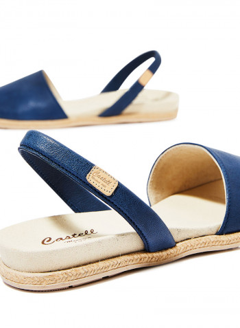 Dora Leather Slingback Sandals Navy