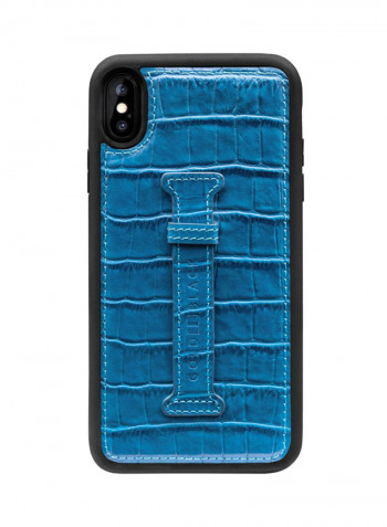 Protective Case Cover For Apple iPhone XS Max With Finger Holder Croco Blue