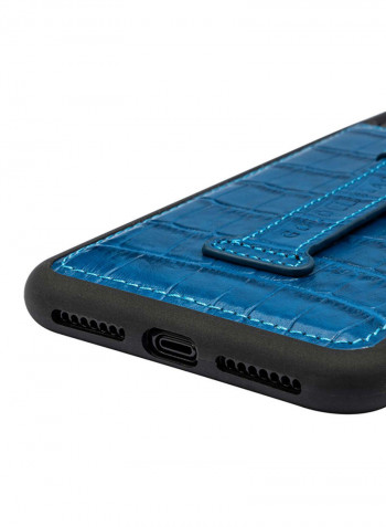 Protective Case Cover For Apple iPhone XS Max With Finger Holder Croco Blue