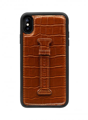 Protective Case Cover For Apple iPhone XS Max With Finger Holder Croco Brown