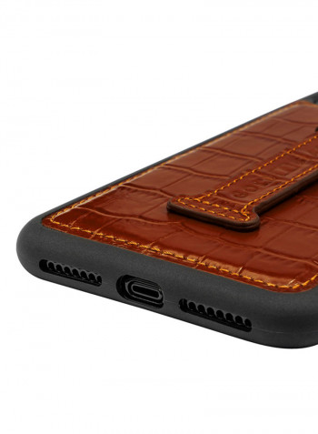 Protective Case Cover For Apple iPhone XS Max With Finger Holder Croco Brown