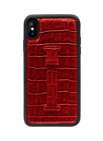 Protective Case Cover For Apple iPhone XS Max With Finger Holder Croco Red