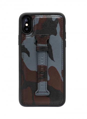 Protective Case Cover For Apple iPhone X/XS With Finger Holder Camouflage Grey