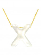 18 Karat Gold X Letter Mother Of Pearl Necklace