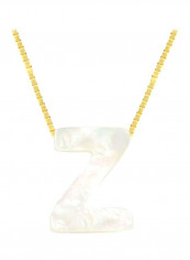 18K Gold Z Letter Mother Of Pearl Pendant Necklace
